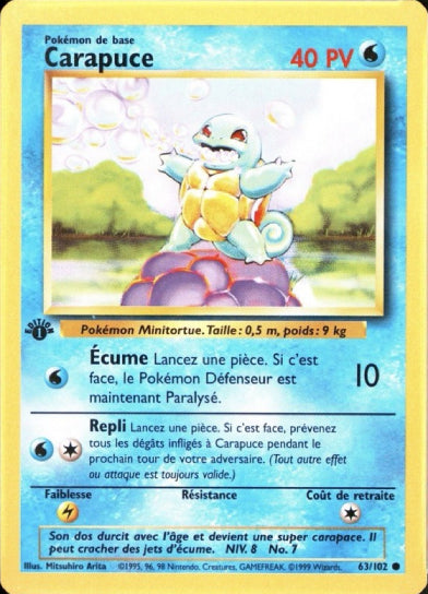 Squirtle [Carapuce] 1st Edition [French] #63 - Pokemon Base Set