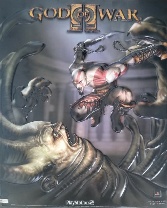 God of War II Vacuum Form 28" X 22" Plastic Sign  - Promotional Video Game Items