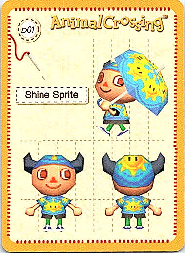 Shine Sprite D01 Animal Crossing E-Reader Card - Amiibo Cards